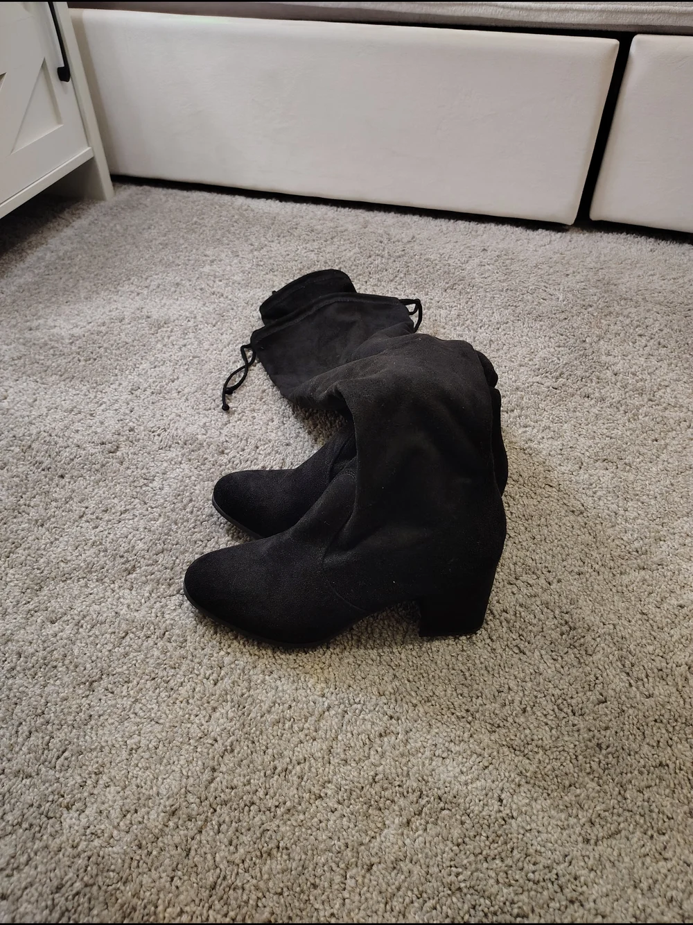 Unisa Black Over-the-Knee Suede Block Heel Boots